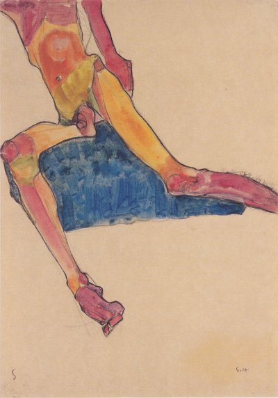 Torso sobre tela azul de Egon Schiele